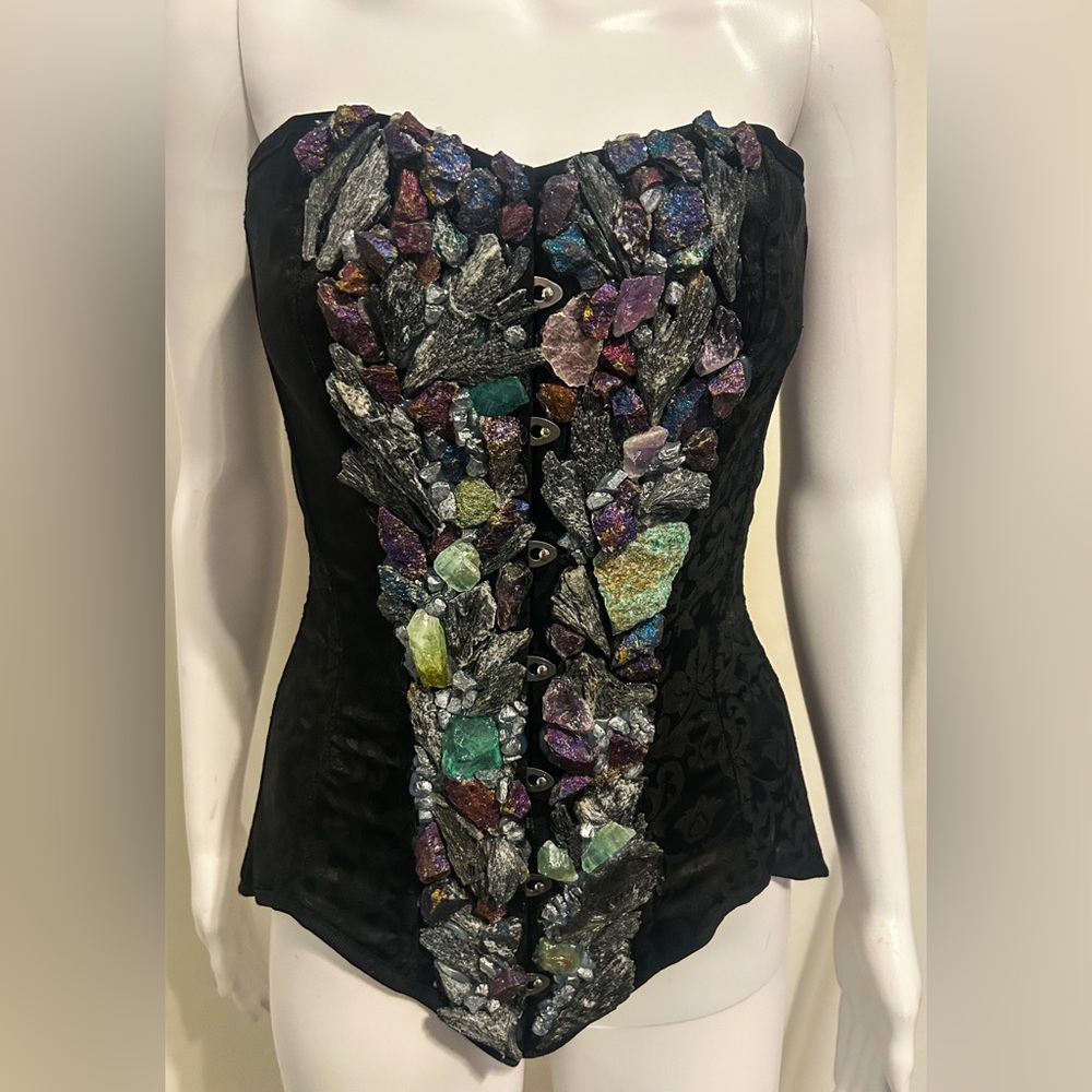 Crystal Gemstone Corset Sz S/M Gothic Witchy Cosplay Whimsigoth Magical